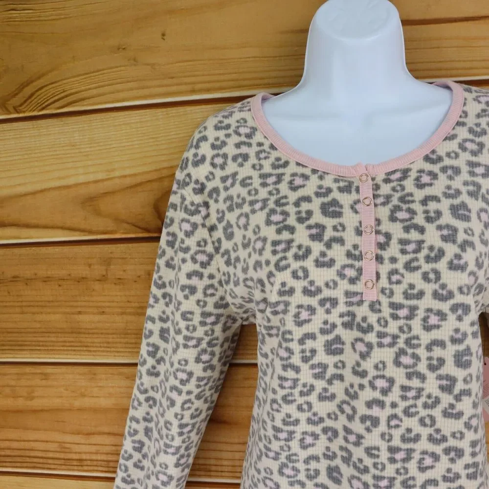 Thalia Sodi Henley Pajama Top Womens Size XL‎ Multicolor Cheetah Print Soft NWT